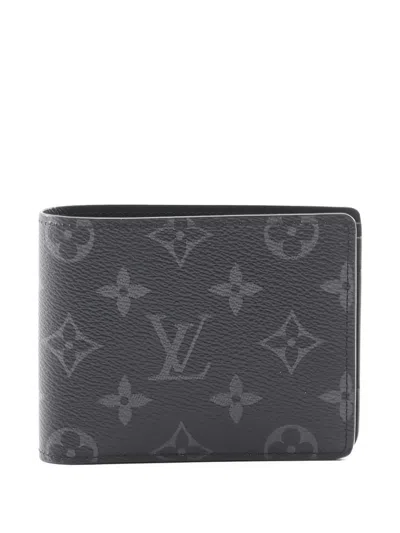Pre-owned Louis Vuitton 2021s Monogram-canvas Wallet In Black