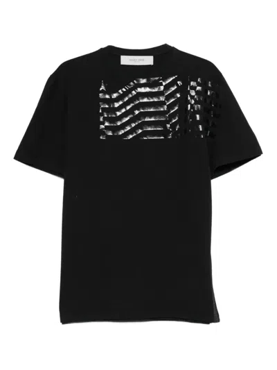 Golden Goose Flag-print T-shirt In Black