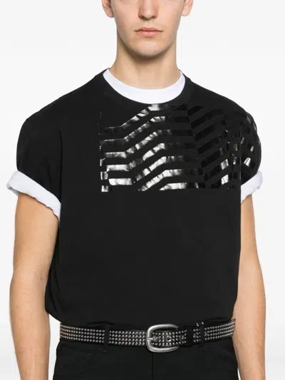 Golden Goose Flag-print T-shirt In Black