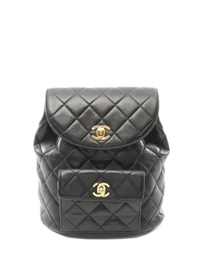 Pre-owned Chanel 1994-1996 Quilted-design Backpack In Black