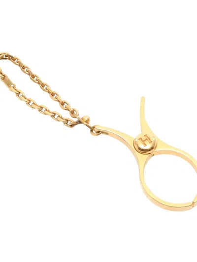 Pre-owned Hermes Gp Filloux Chain-detail Glove Holder In Gold