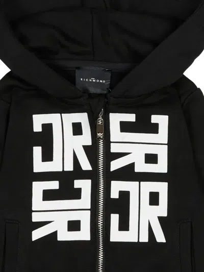 John Richmond Junior Zip Hooded Top In Black