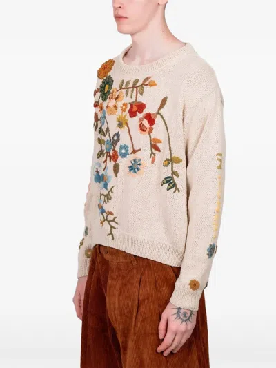 Story Mfg. Piper Floral Embroidered Sweater In Neutral