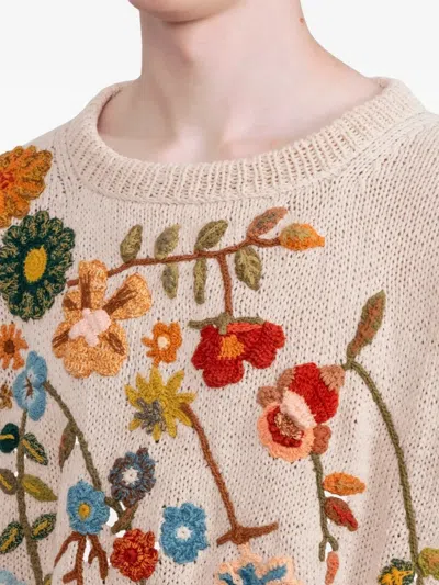 Story Mfg. Piper Floral Embroidered Sweater In Neutral