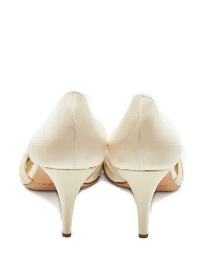 Pre-owned Jimmy Choo Embellished Satin Sandals In Neutral