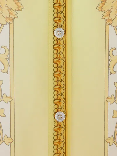 Versace Multicolor Caftan With Button Closure And All-over Geometric Print In Fabric Woman In Pink