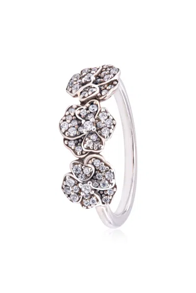 Pandora Moments Triple Pansy Flower Ring In Silver