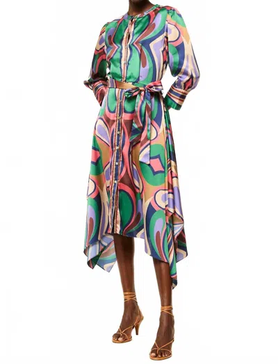 Misa Solmaz Midi Dress In Butterfly Mirror In Multi