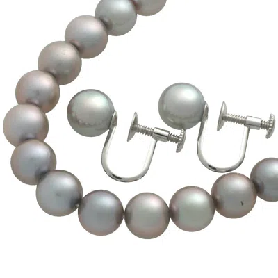 Tasaki Silver Pearl Necklace Earring Set In Metallic