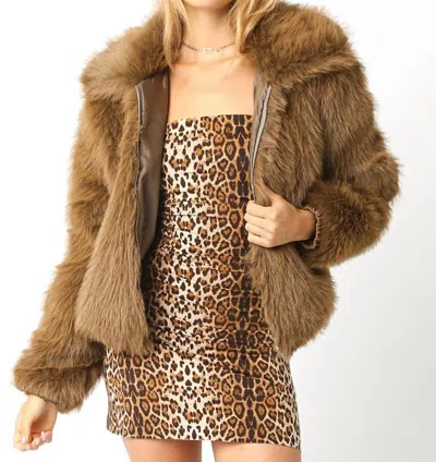 Olivaceous Audrey Faux Fur Jacket In Brown In Brown