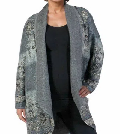 Magic Scarf Floral Art Crush Cardigan In Grey In Gray