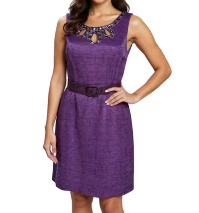 Antonio Melani Embellished Jewel Sheath Dress In Purple In Purple