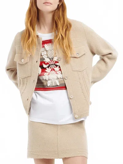 Barrie Long Sleeve Distressed Cardigan In Special Sand In Neutral