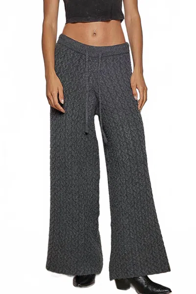 Pol Cable Knit Detail Adjustable Drawstring Sweater Pants In Charcoal In Gray