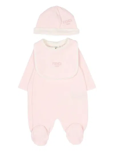 Fendi Collared Babywear (set Of Three) In Pink