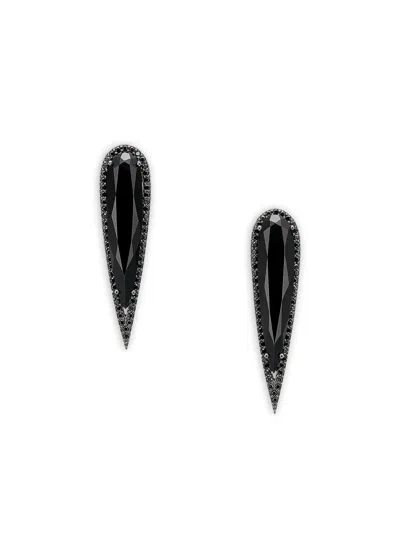 Anabela Chan X Robert Wun 14k White Gold And Rhodium Vermeil Glimmer Diamond Earrings In Black