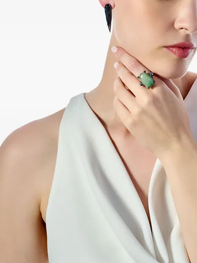 Anabela Chan X Robert Wun 14k White Gold And Rhodium Vermeil Glimmer Diamond Earrings In Black