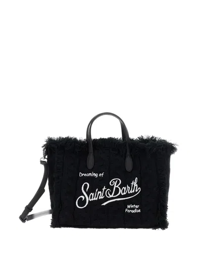 Mc2 Saint Barth Fringed Logo Tote Bag In Black
