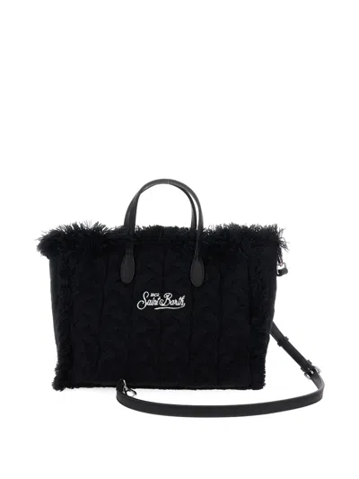 Mc2 Saint Barth Fringed Logo Tote Bag In Black