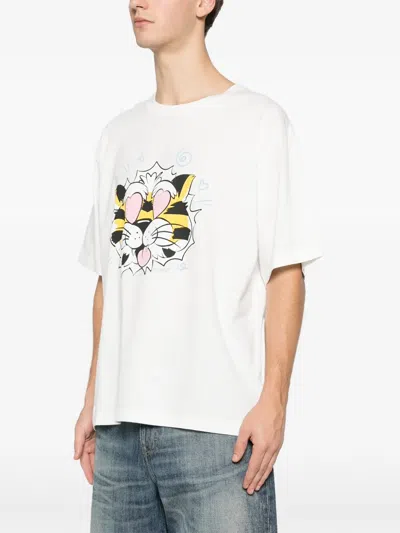 Kenzo Tiger Motif Crew Neck Short Sleeve T-shirt In White