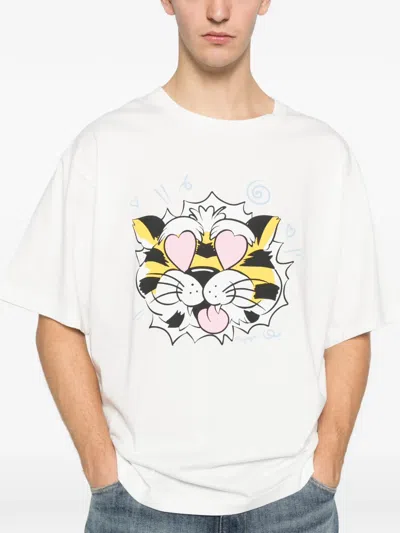 Kenzo Tiger Motif Crew Neck Short Sleeve T-shirt In White