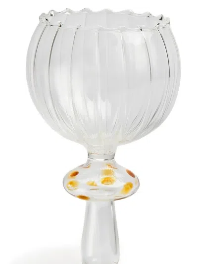 Gohar World Istanbul Ribbed Scalloped Wine Glass (300ml) In Transparent