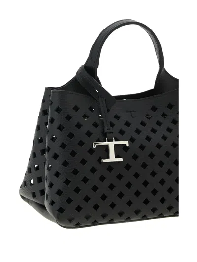 Tod's Micro Apa Perforated-leather Tote Bag In Black