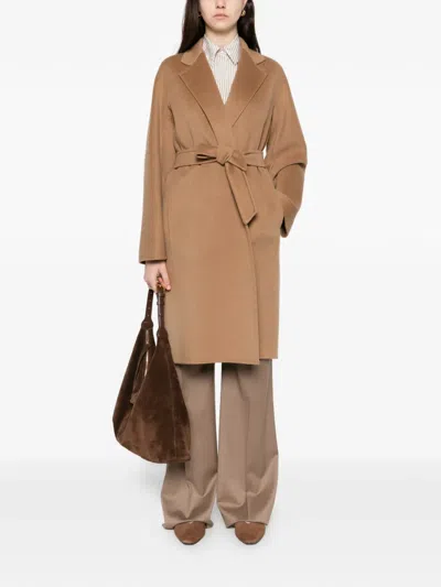 Max Mara Aceri Tie-waist Coat In Brown