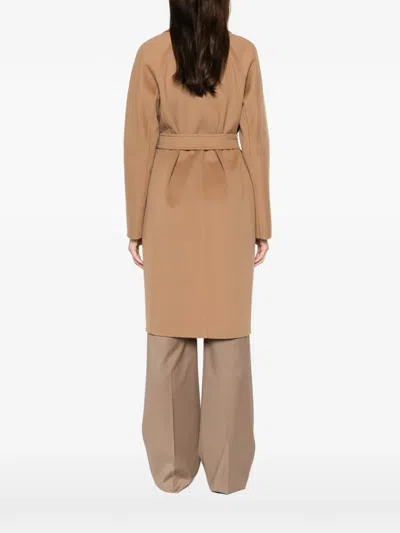 Max Mara Aceri Tie-waist Coat In Brown
