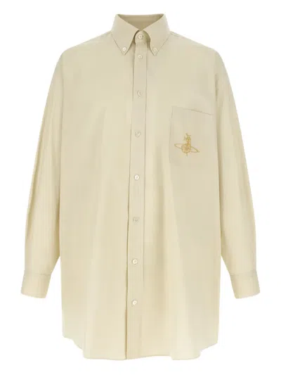 Vivienne Westwood Longline Shirt Front Pocket Relaxed Cut In Neutral