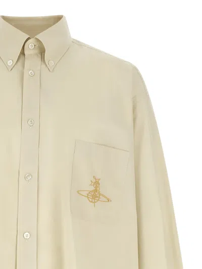 Vivienne Westwood Longline Shirt Front Pocket Relaxed Cut In Neutral