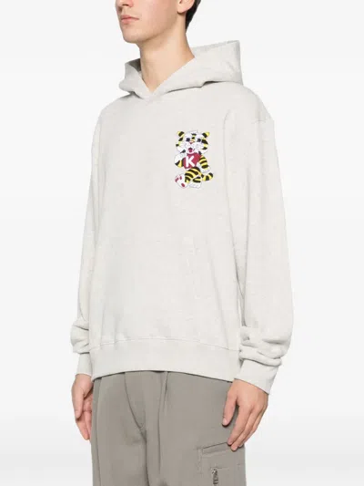 Kenzo Wild Tiger Cotton Hoodie In Gray