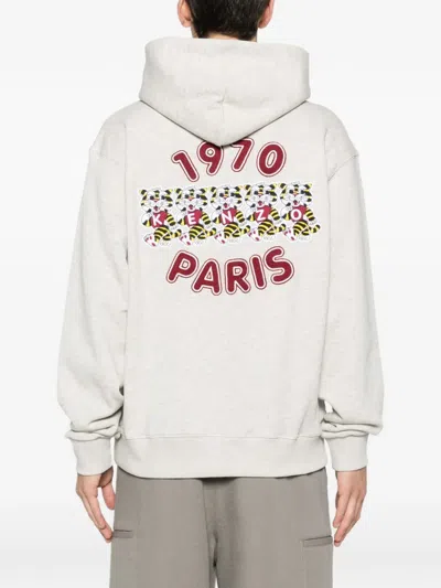 Kenzo Wild Tiger Cotton Hoodie In Gray