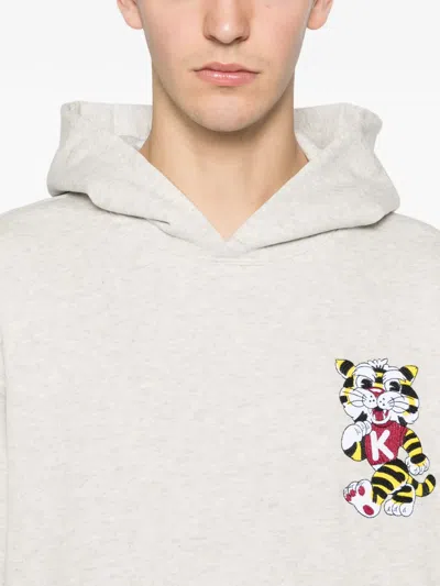Kenzo Wild Tiger Cotton Hoodie In Gray