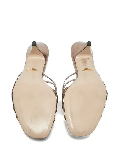 Pre-owned Gucci 60mm Interlocking G Leather Sandals In Gold