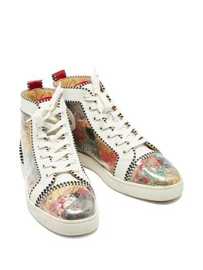 Pre-owned Christian Louboutin Lou Pik Pik Orlato Hi-top Sneakers In White