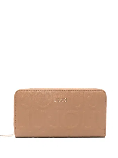 Liu •jo Embossed Zip Around Wallet In Brown