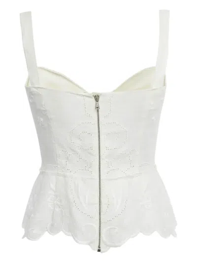 Pre-owned Dolce & Gabbana Embroidered Lace-up Corset In White