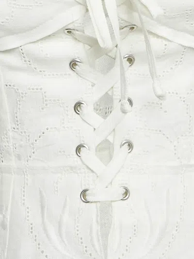 Pre-owned Dolce & Gabbana Embroidered Lace-up Corset In White