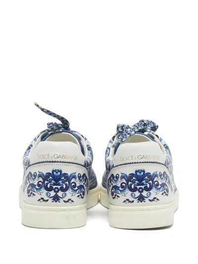 Pre-owned Dolce & Gabbana Blue Pattern Leather Sneakers
