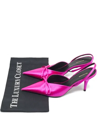 Pre-owned Balenciaga Knife Bow-detail Slingback Heeled Pump In Pink