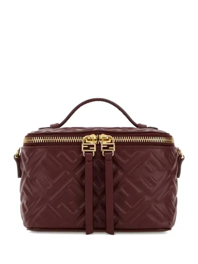 Fendi Vanity Nappa Leather Crossbody Bag Ff Motif In Burgundy
