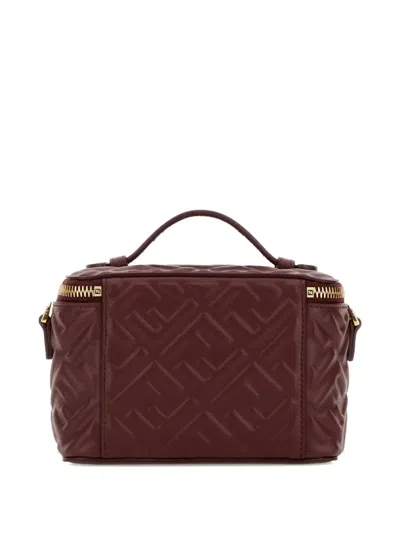 Fendi Vanity Nappa Leather Crossbody Bag Ff Motif In Burgundy