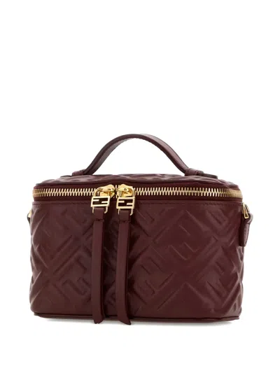 Fendi Vanity Nappa Leather Crossbody Bag Ff Motif In Burgundy