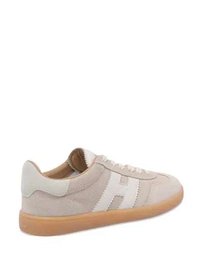 Hogan Patch Logo Suede Trainers In Neutral