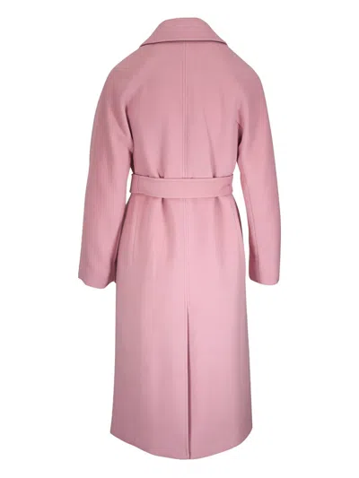 Veronica Beard Double-breasted Belted Coat In Pink