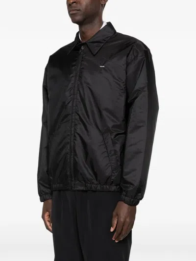 Prada Zipped Nylon Jacket With Logo Embroidery In Black