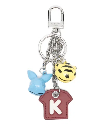 Kenzo Tiger Rabbit Charm Keyring In Metallic