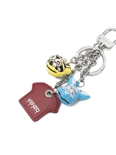 Kenzo Tiger Rabbit Charm Keyring In Metallic