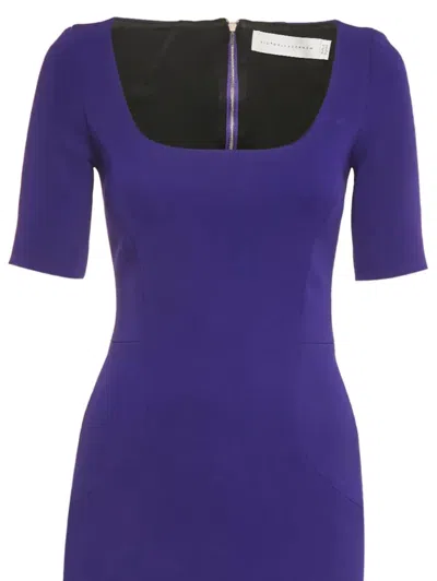 Pre-owned Victoria Beckham Crepe Square-neck Midi Dress In Purple